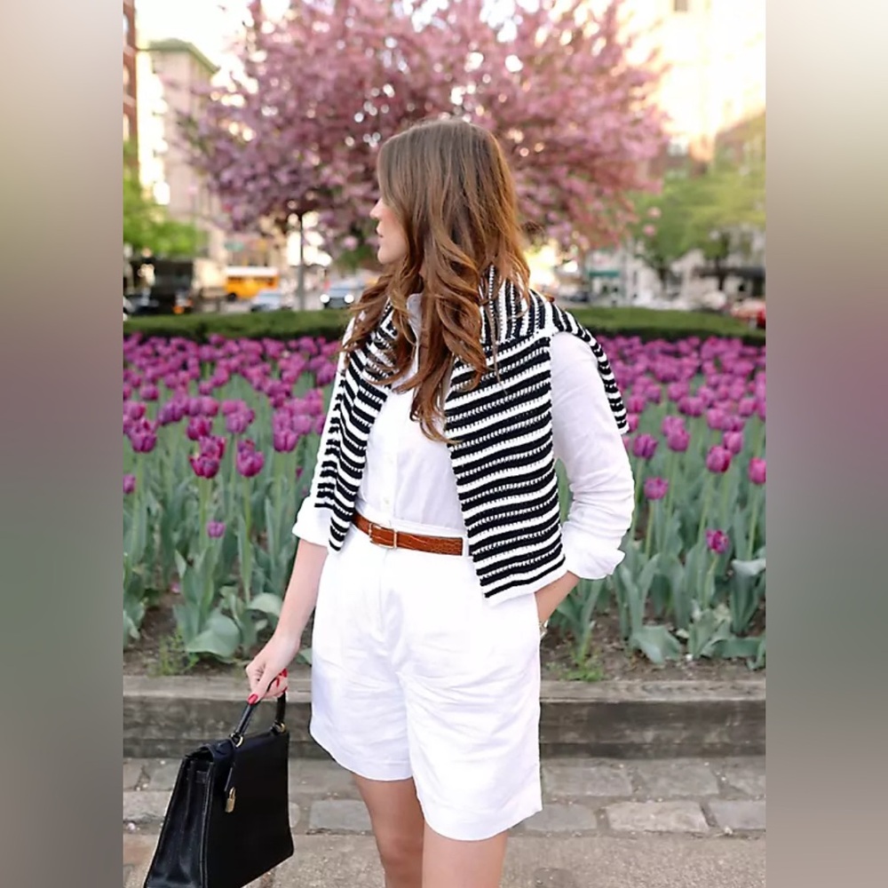 Ann Taylor The Belted Short In Linen Blend 6 White